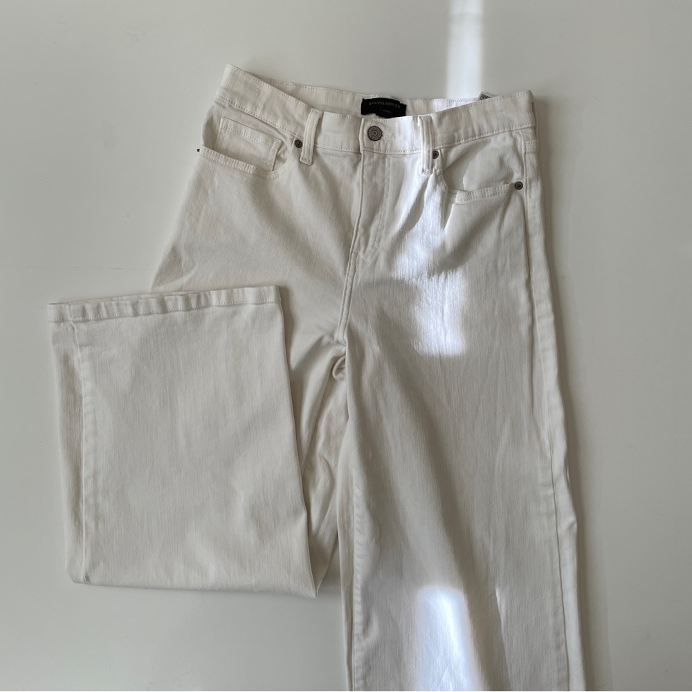 Banana Republic High Rise Wide Leg Cropped Jean in White, Size 28 / 6 - Picture 7 of 12